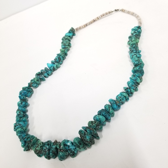 Stunning vintage Old Pawn Native American kingman Turquoise and Heishi Necklace - Picture 6 of 16